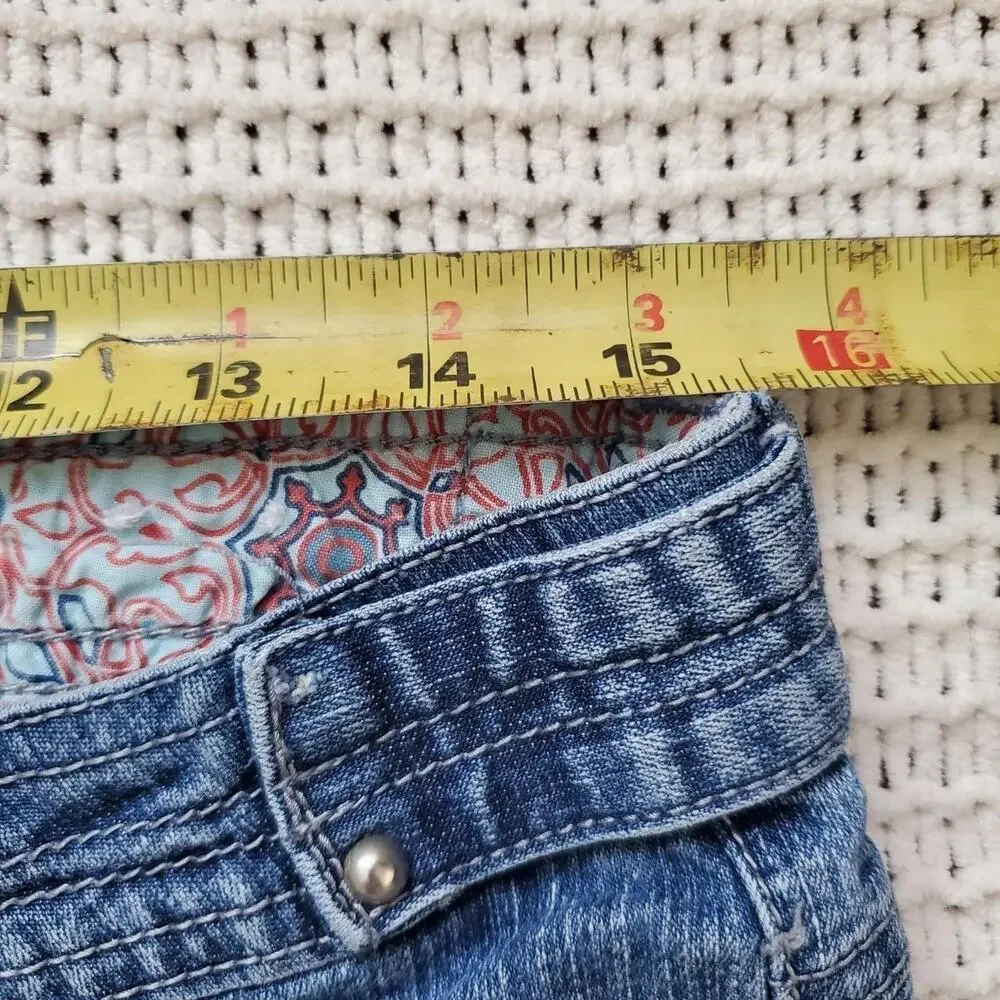 Y2k bongo long inseam denim shorts with ties on the leg